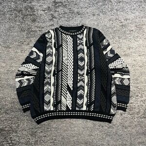 Vintage Protege Sweater Crewneck Mens XL 3D Chunky Knit Pattern Acrylic USA‎ 90s